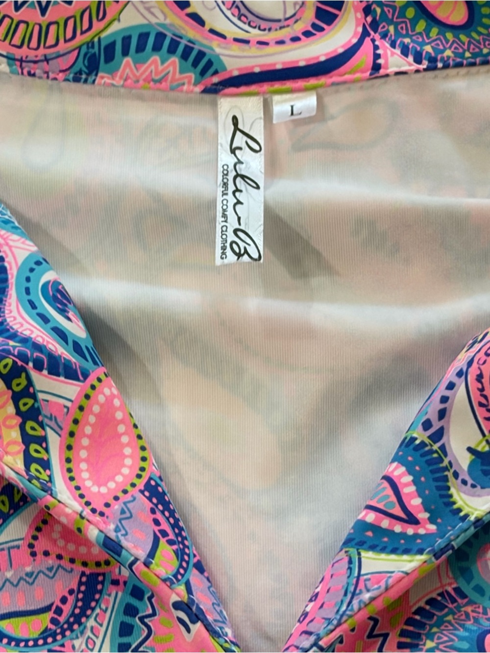 PRELOVED SZ L Lulu-B Pink Paisley Short-Sleeve mini dress/tunic - Picture 3 of 5